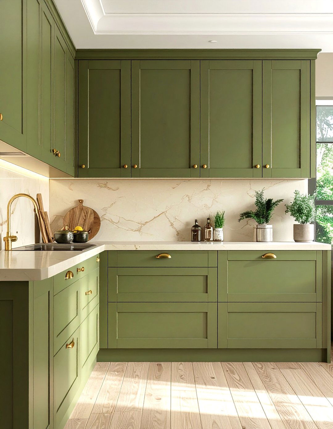 Olive Green Kitchen Cabinets - 40 Kitchen Cabinet Color Ideas to Refresh Your Space