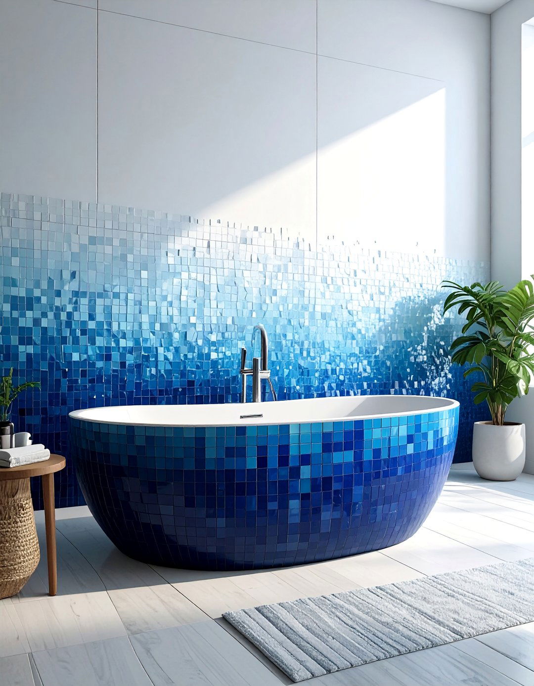 Ombre or Gradient Bathtub Tiles - 40 Bathtub Tile Ideas for a Stunning Bathroom