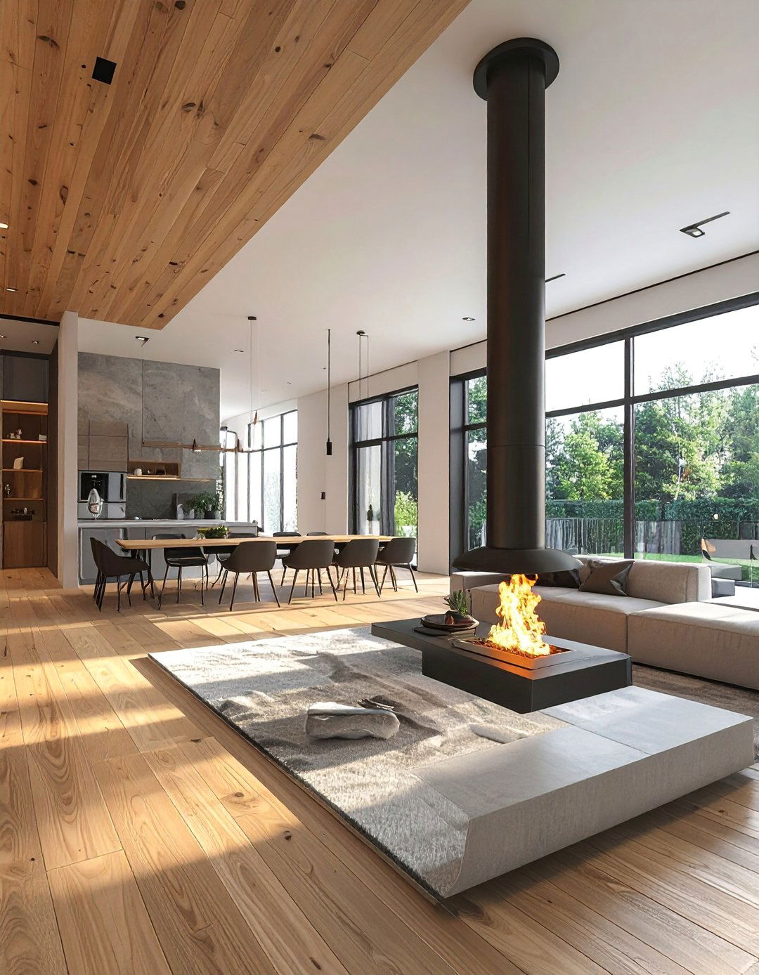 Open Concept Fireplace Dining Areas - 30 Dining Rooms With Fireplaces for Cozy Meals