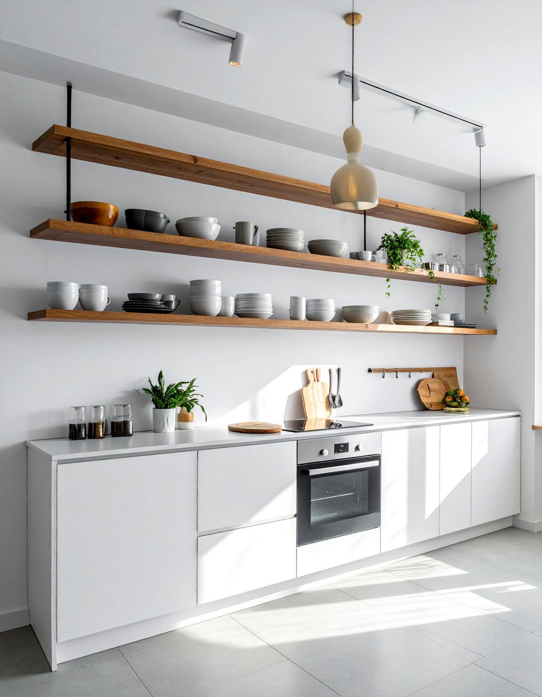 Open Shelving Display - 40 Small Kitchen Ideas for Efficient and Stylish Spaces