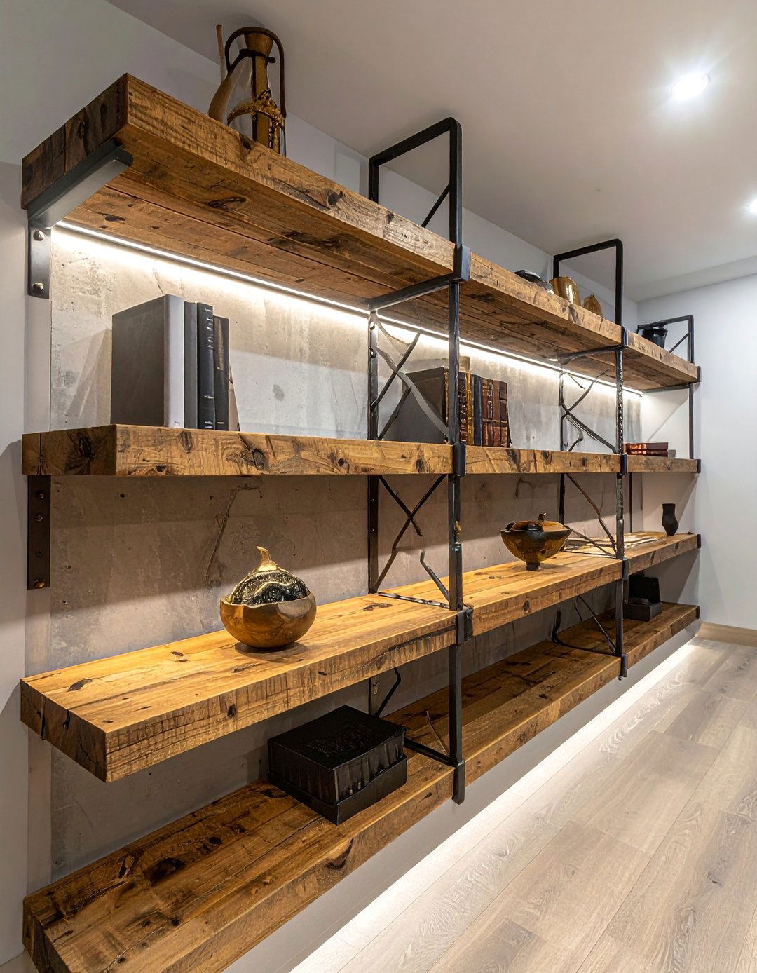 Open Shelving Display Systems - 25 Rustic Basement Ideas for a Cozy and Inviting Space