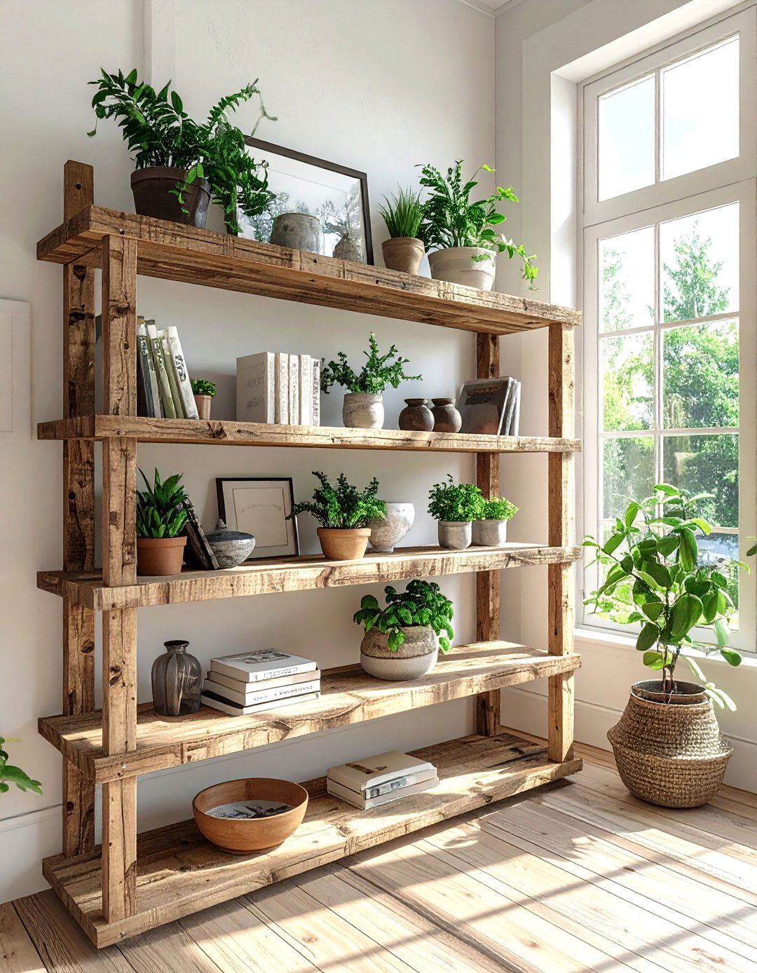 Open Shelving for Display - 25 Farmhouse Sunroom Ideas for a Cozy Retreat