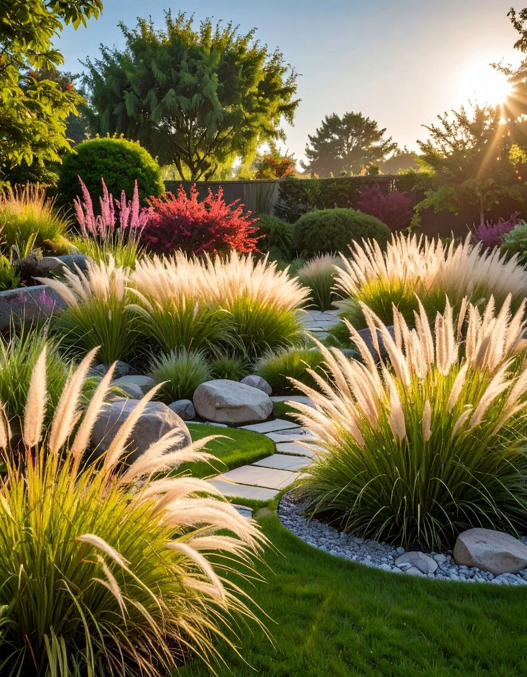 Ornamental Grass Movement - 25 Zen Garden Ideas for a Peaceful Backyard Retreat