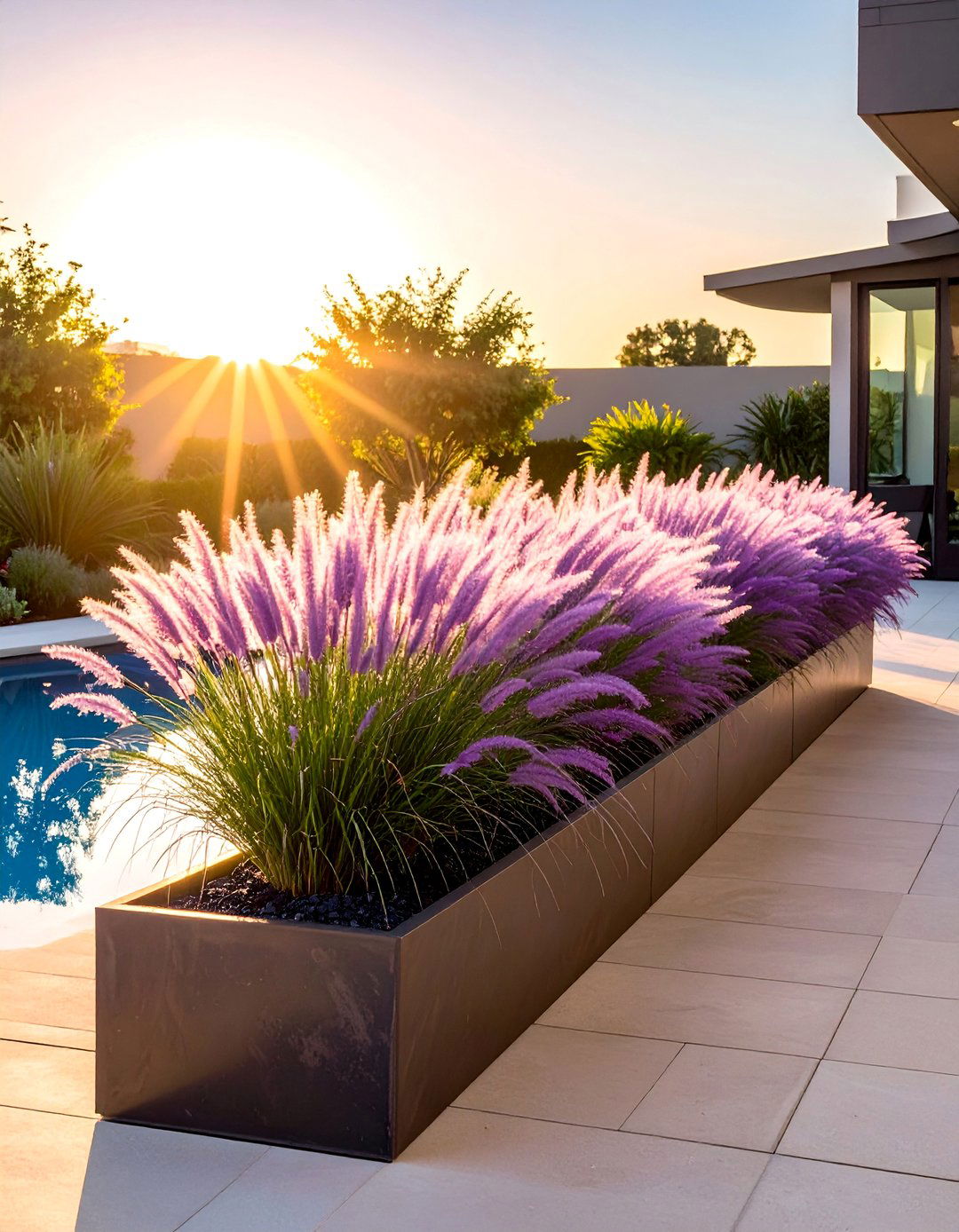 Ornamental Grass Pool Planters - 30 Pool Planter Ideas for a Lush Backyard Oasis