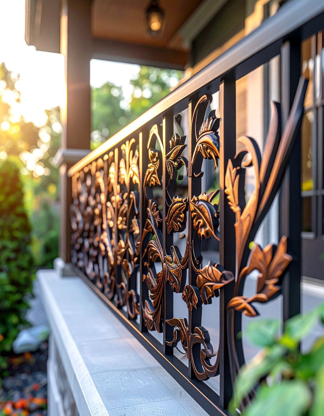 Ornate Laser Cut Metal Front Porch Railing - 25 Front Porch Railing Ideas for Curb Appeal