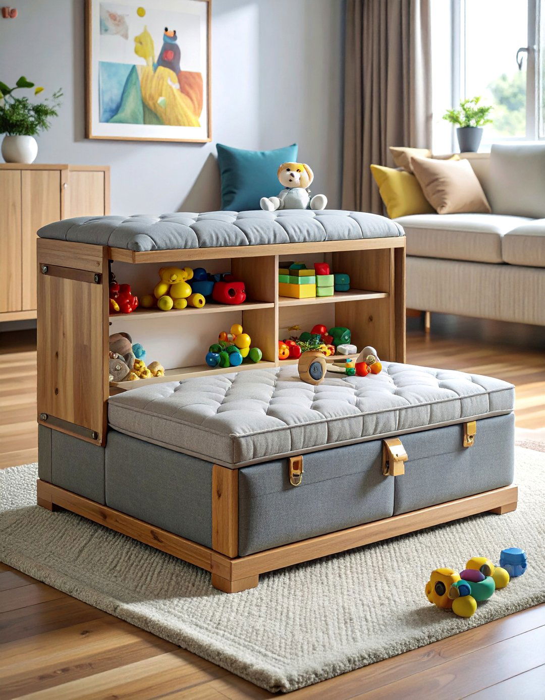Ottoman Storage Benches - 40 Toy Storage Ideas to Keep Your Home Organized