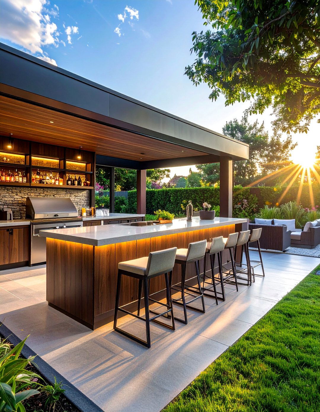 Outdoor Bar Entertainment Area - 25 Backyard Oasis Ideas for Relaxing Outdoor Spaces