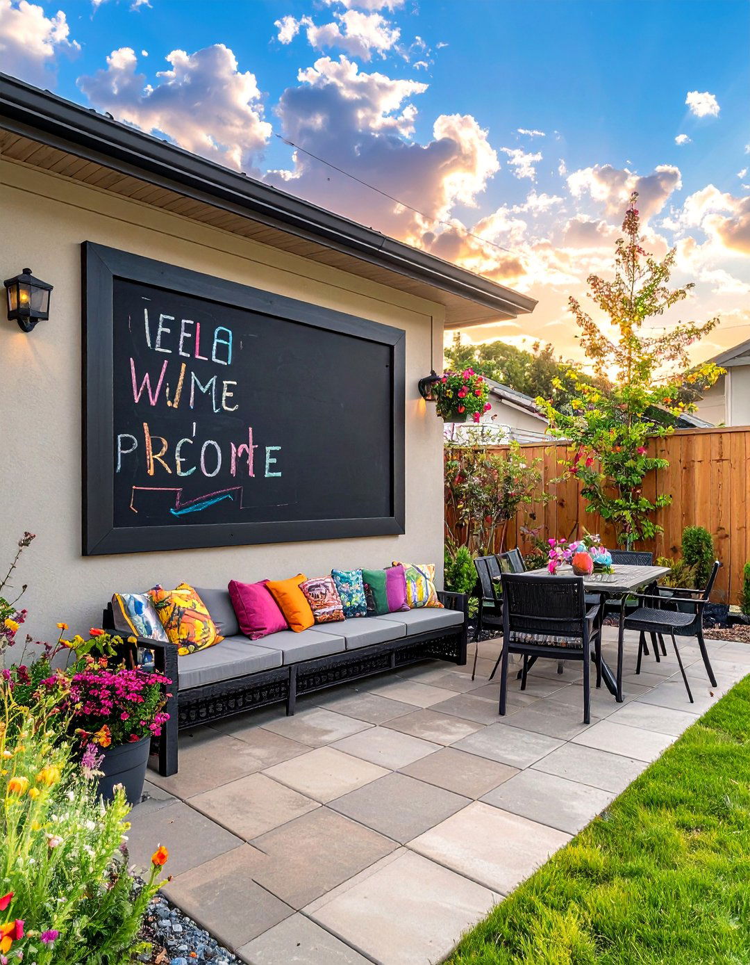 Outdoor Chalkboard for Messages - 40 Small Patio Ideas on a Budget for Cozy Outdoor Living