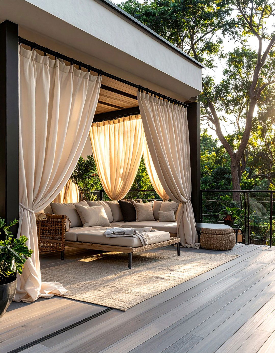 Outdoor Curtain Deck With Privacy Wall - 20 Deck With Privacy Wall Ideas for Secluded Outdoor Living