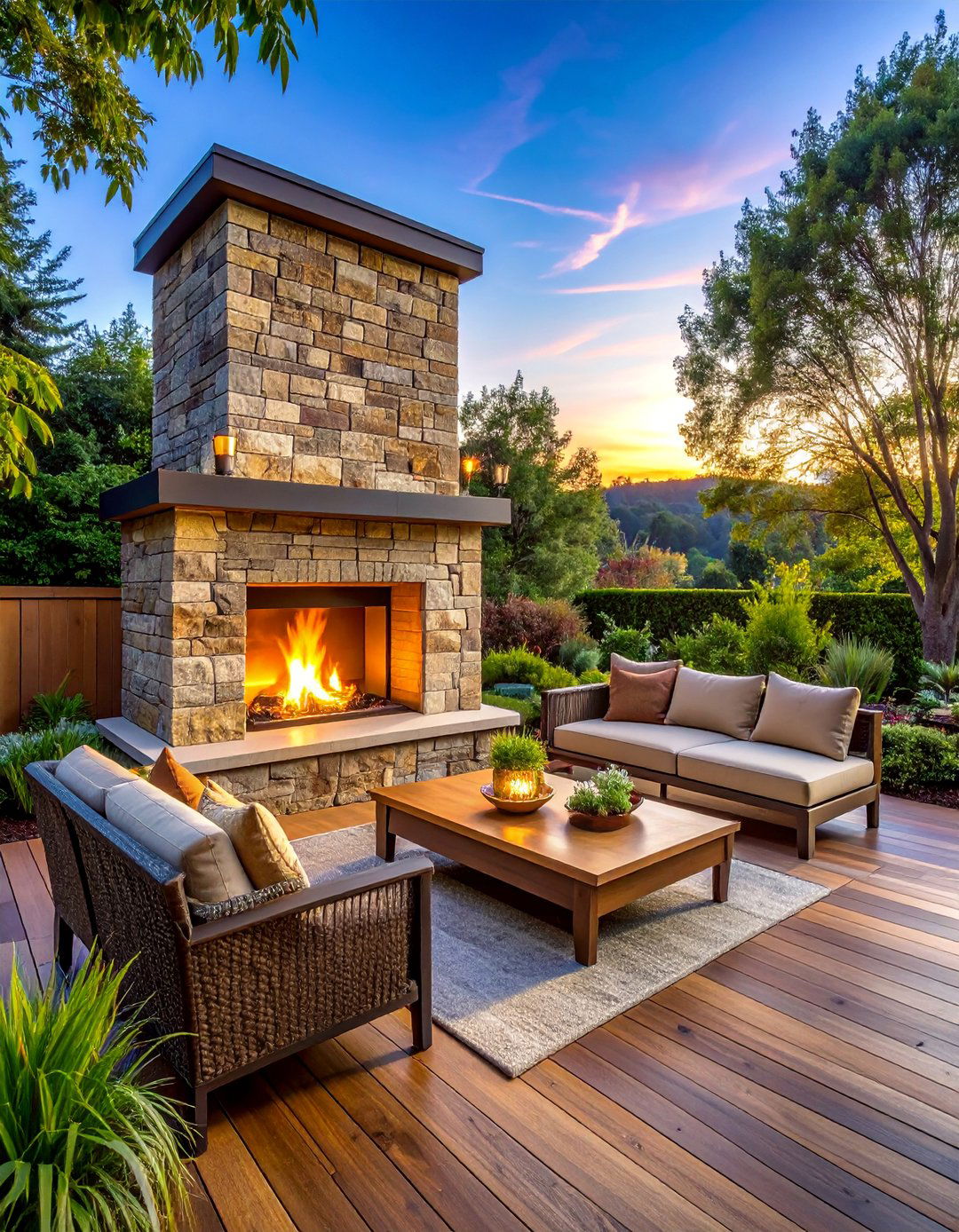 Outdoor Fireplace Feature - 30 Patio Deck Ideas to Elevate Your Outdoor Living