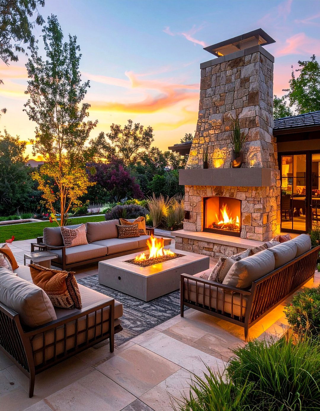 Outdoor Fireplace Lounge - 25 Backyard Oasis Ideas for Relaxing Outdoor Spaces