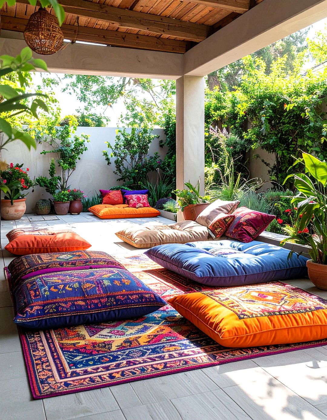 Outdoor Floor Cushions for Seating - 40 Small Patio Ideas on a Budget for Cozy Outdoor Living