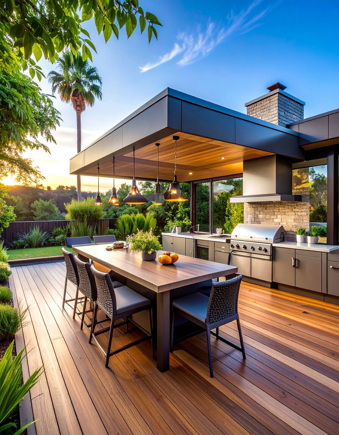 Outdoor Kitchen Coverage - 30 Partially Covered Deck Ideas for Year-Round Enjoyment