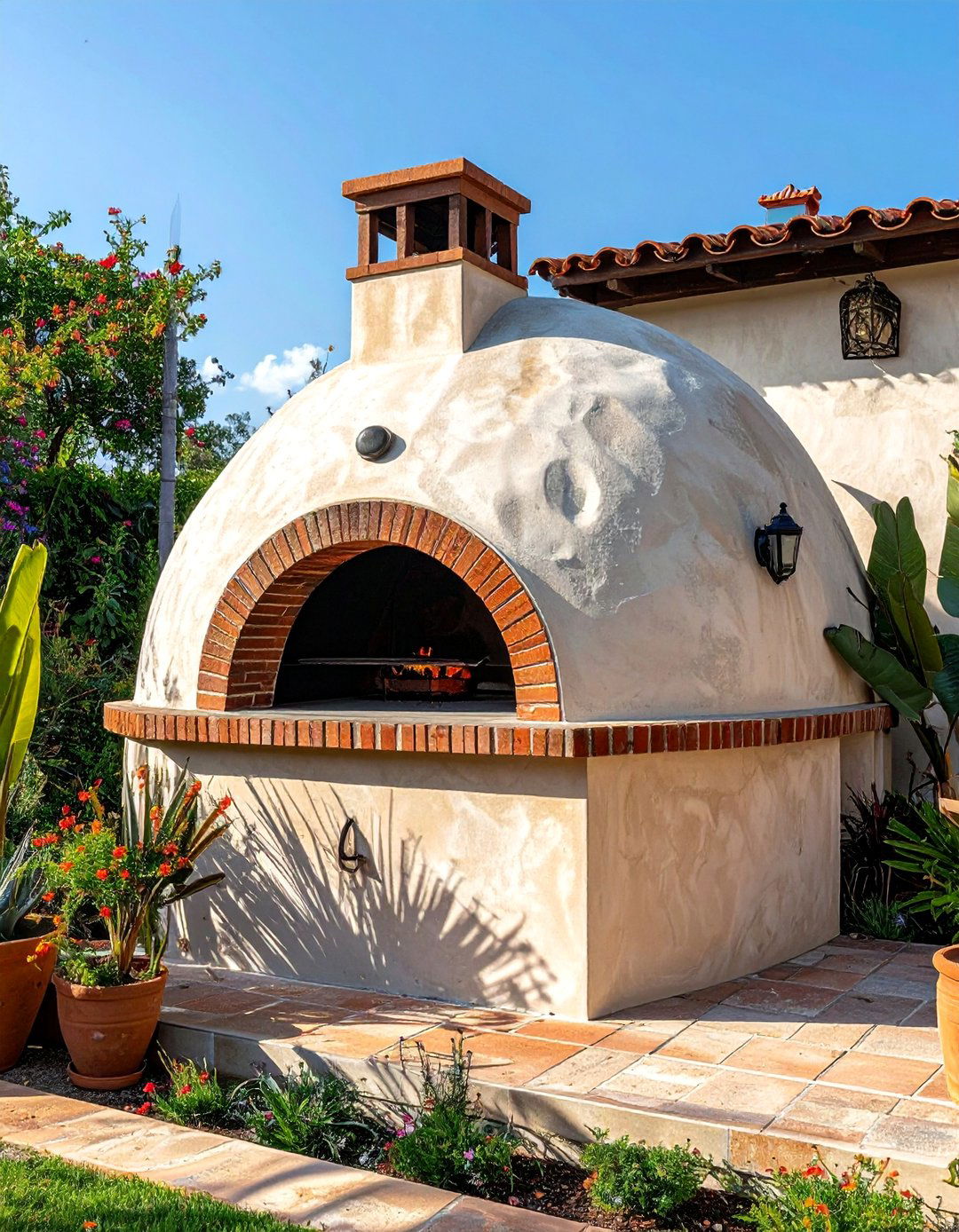 Outdoor Kitchen Featuring a Built In Pizza Oven - 20 Spanish Style Outdoor Kitchen Ideas for Your Backyard