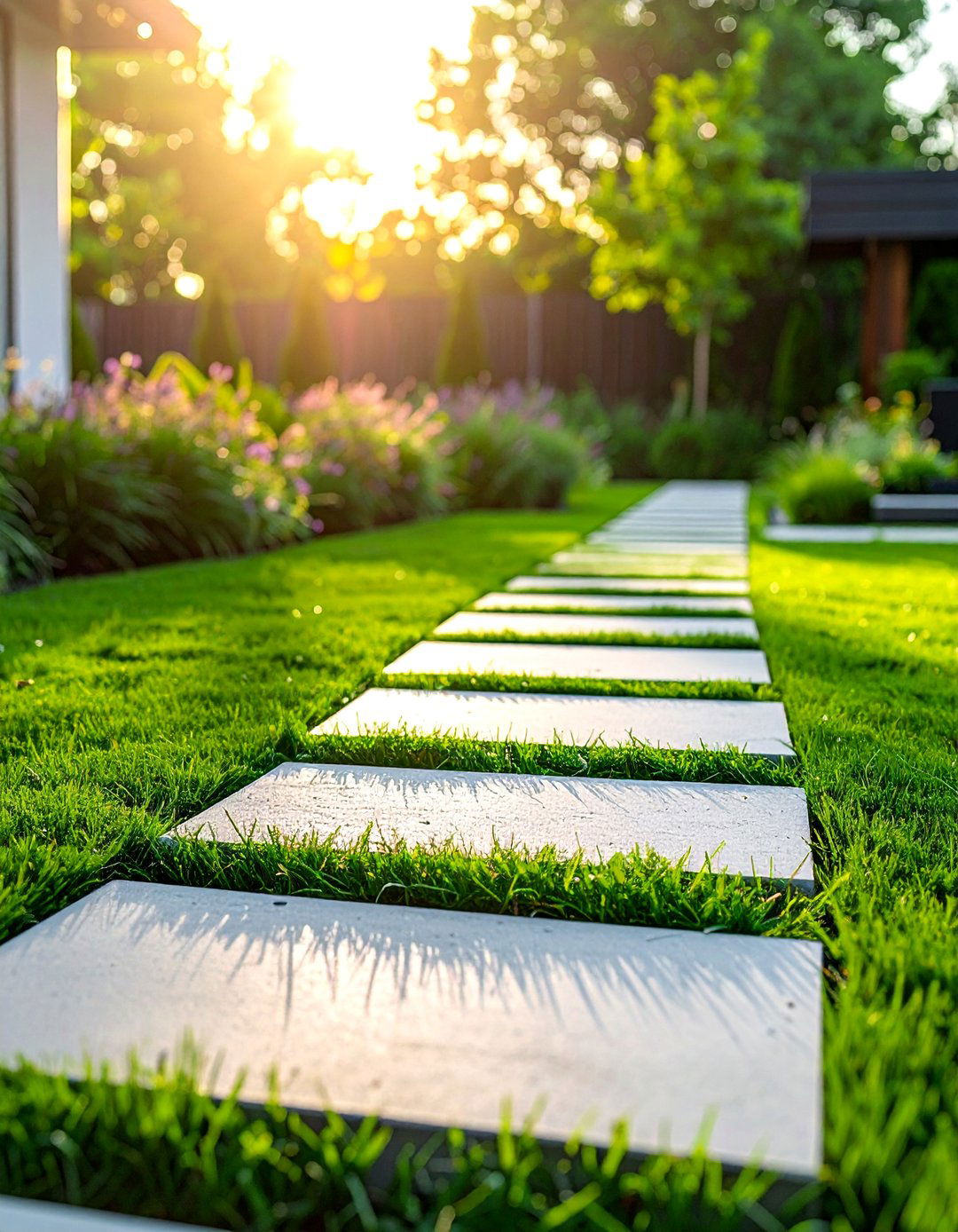 Oversized Concrete Paver Stepping Stone Walkway - 30 Unique Stepping Stone Walkway Ideas for Your Yard