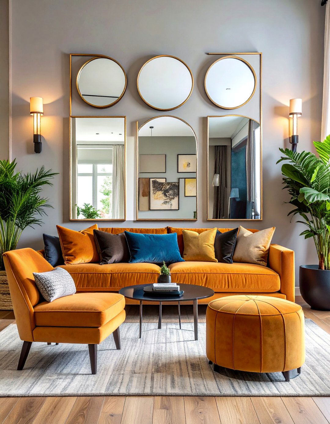 Oversized Statement Focus - 30 Mirror Gallery Wall Ideas to Elevate Your Decor
