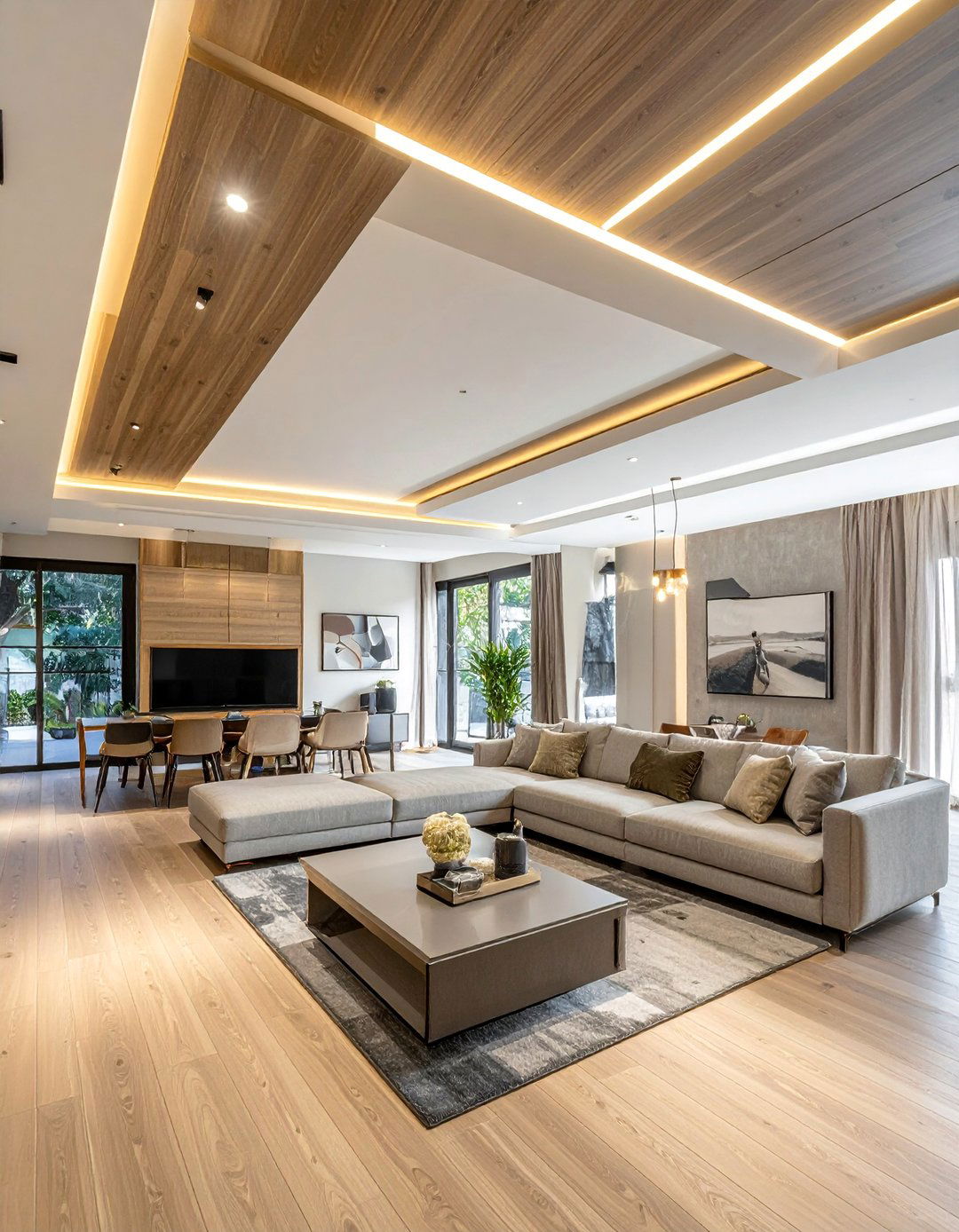 PVC Panel Ceiling with Modern Finishes - 20 Living Room False Ceiling Design Ideas for Elegance