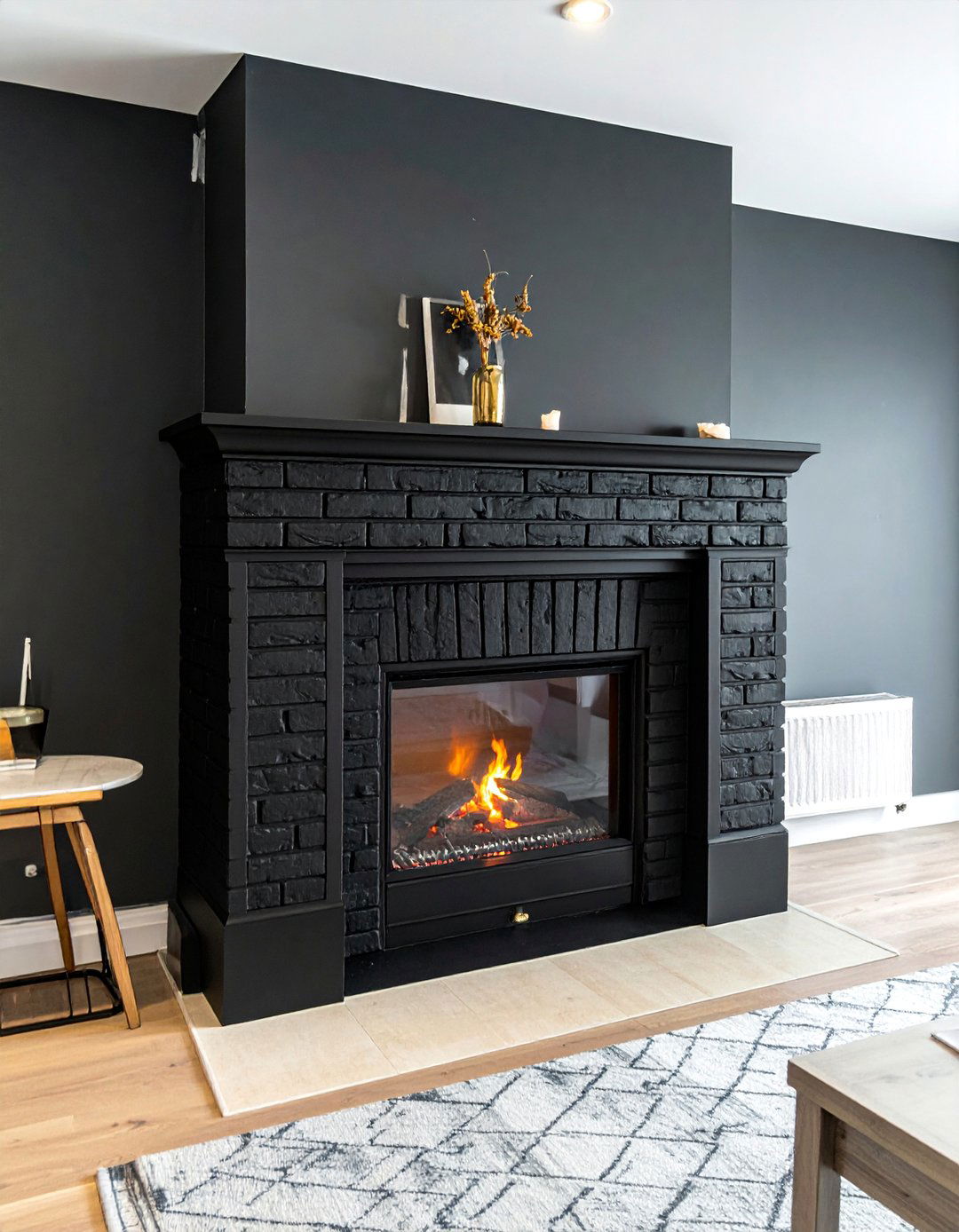 Painted Black Brick Fireplace Makeover - 30 Black Brick Fireplace Ideas to Elevate Your Space