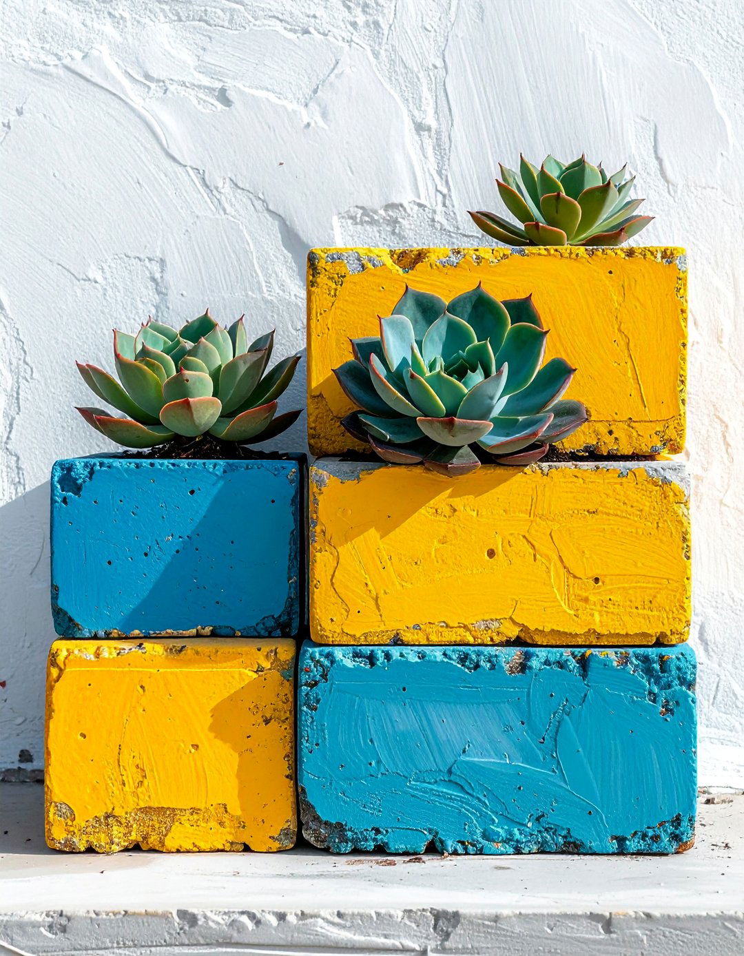 Painted Cinder Block Stack Planter Box - 30 Planter Box Ideas for Beautiful Gardens