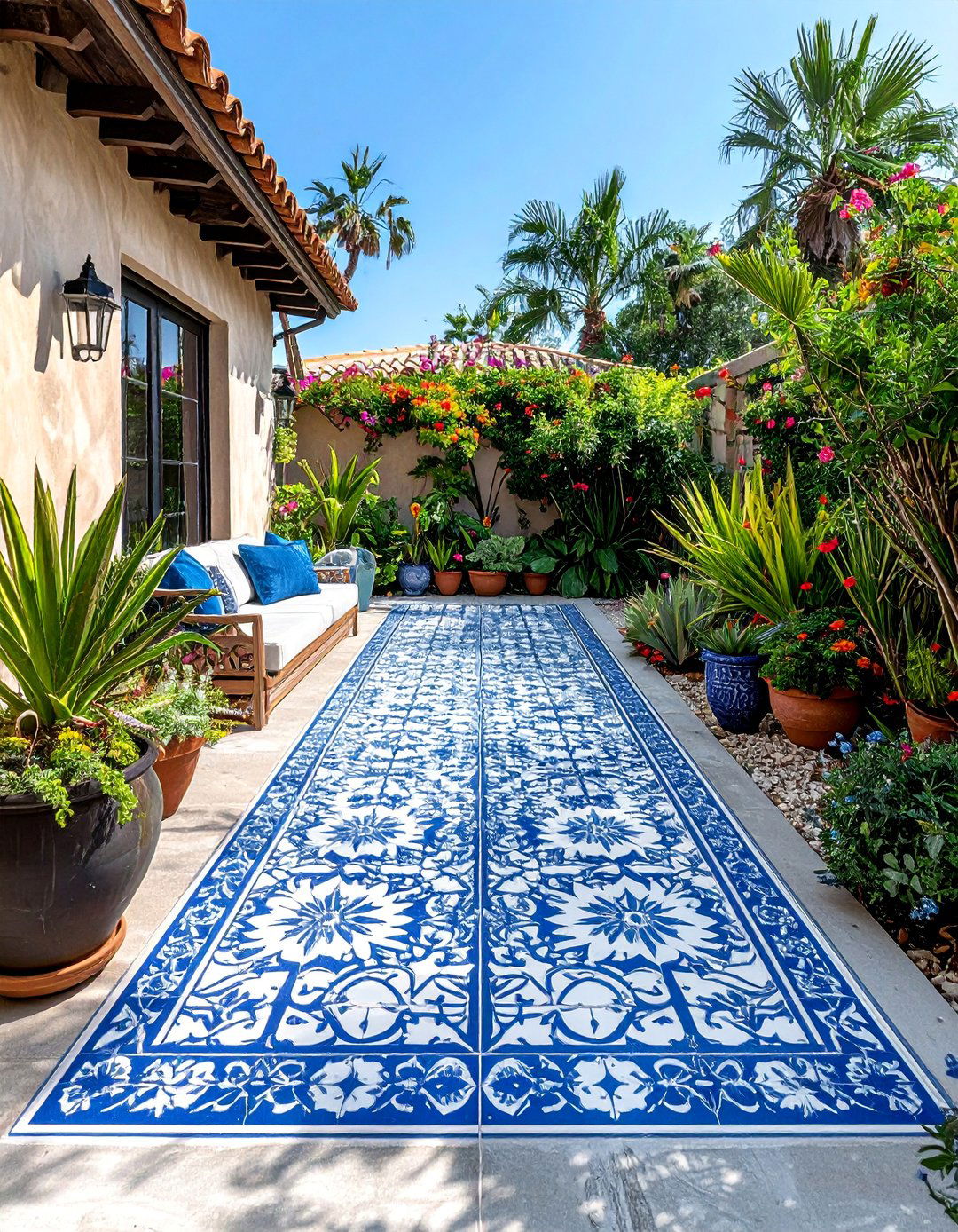 Painted Concrete Floor Stencil - 40 Small Patio Ideas on a Budget for Cozy Outdoor Living