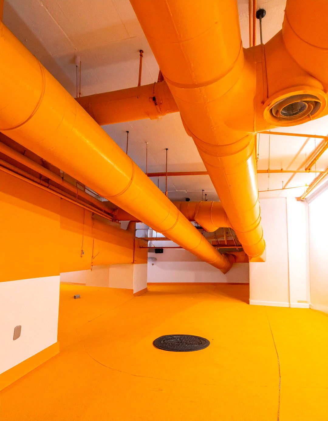 Painted Ductwork Features - 25 Exposed Basement Ceiling Ideas for Industrial Style