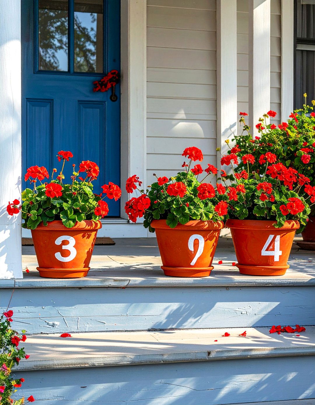 Painted Flower Pot House Numbers - 40 House Number Ideas for Curb Appeal