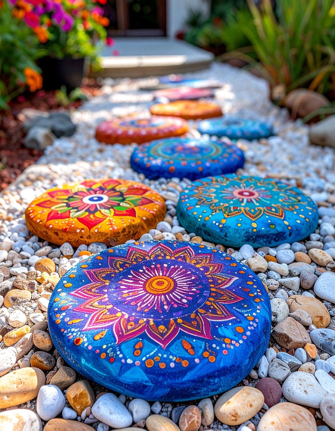 Painted Stepping Stones - 40 Small Patio Ideas on a Budget for Cozy Outdoor Living