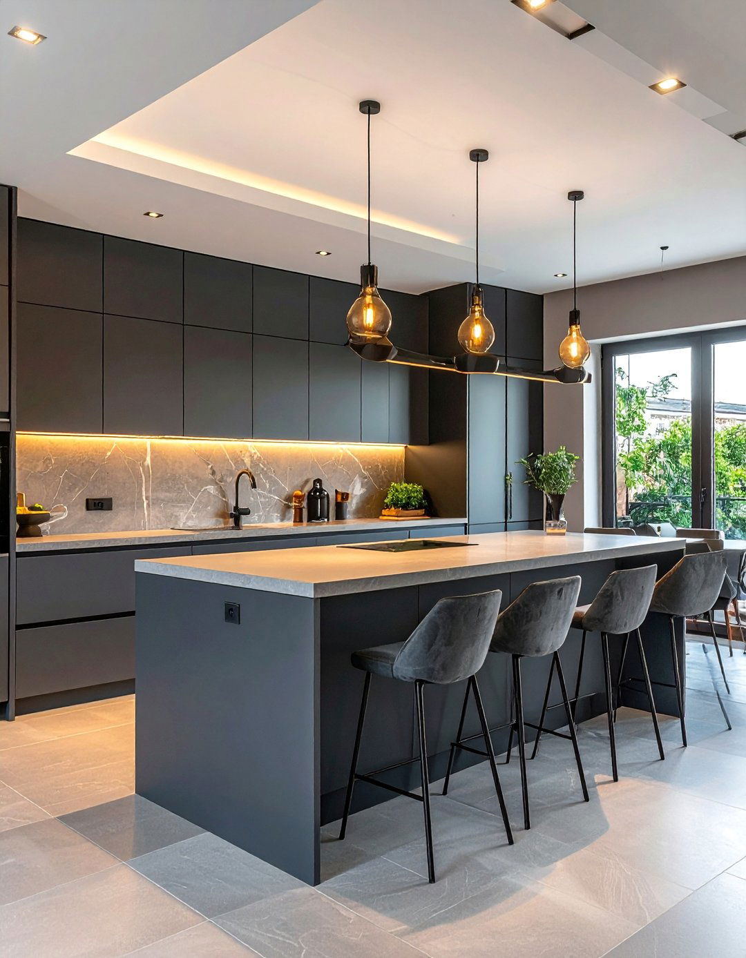 Pairing Cashmere with a Dark Grey Island - 20 Cashmere Kitchen Ideas for a Soft, Luxurious Look
