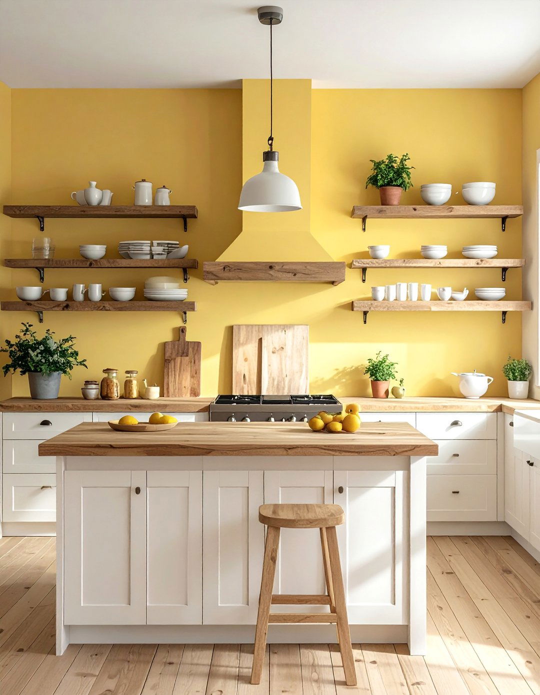 Pale Yellow Kitchen Walls with Wood Accents - 15 Pale Yellow Kitchen Ideas for a Bright and Airy Look