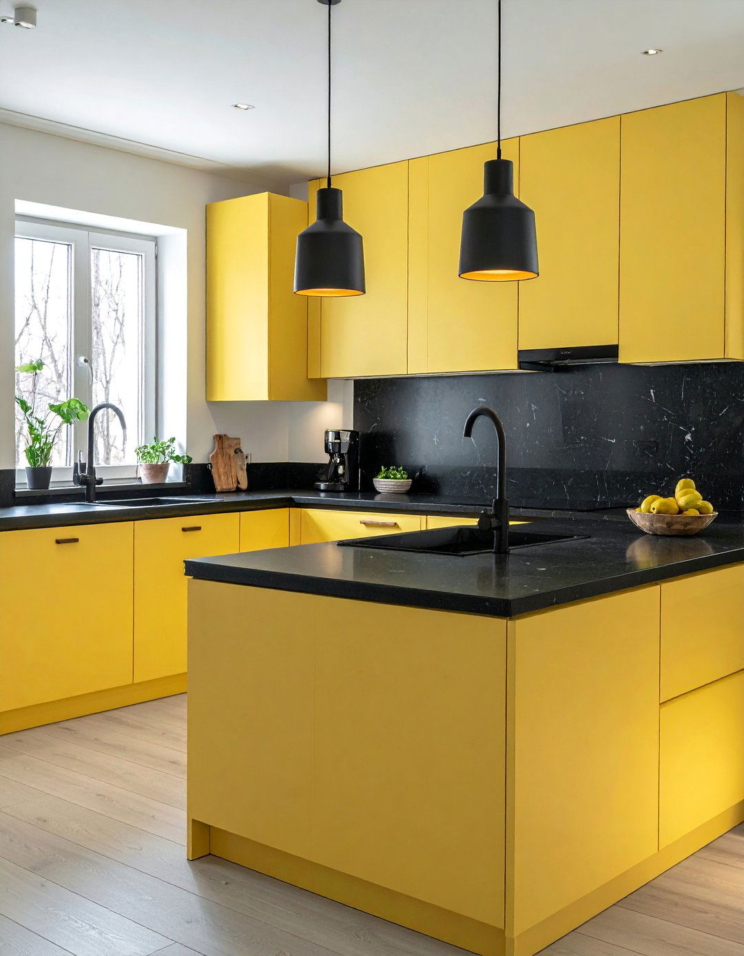 Pale Yellow Kitchen with Black Accents - 15 Pale Yellow Kitchen Ideas for a Bright and Airy Look