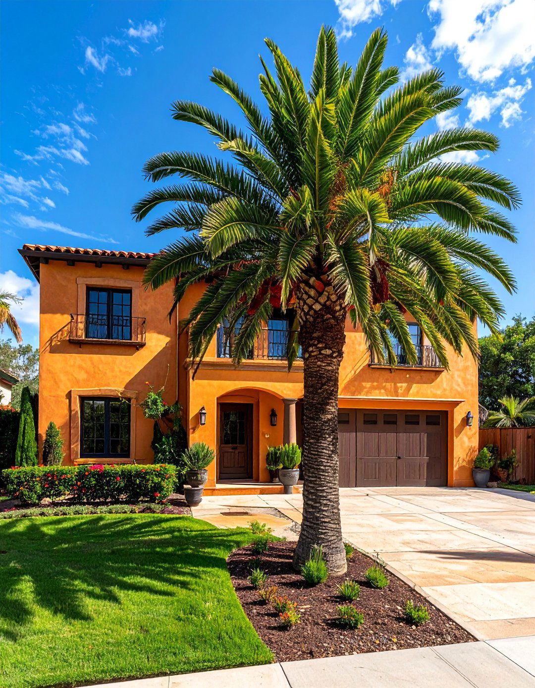Palm Trees for Vertical Interest - 20 Front Yard Spanish Style Landscaping Ideas