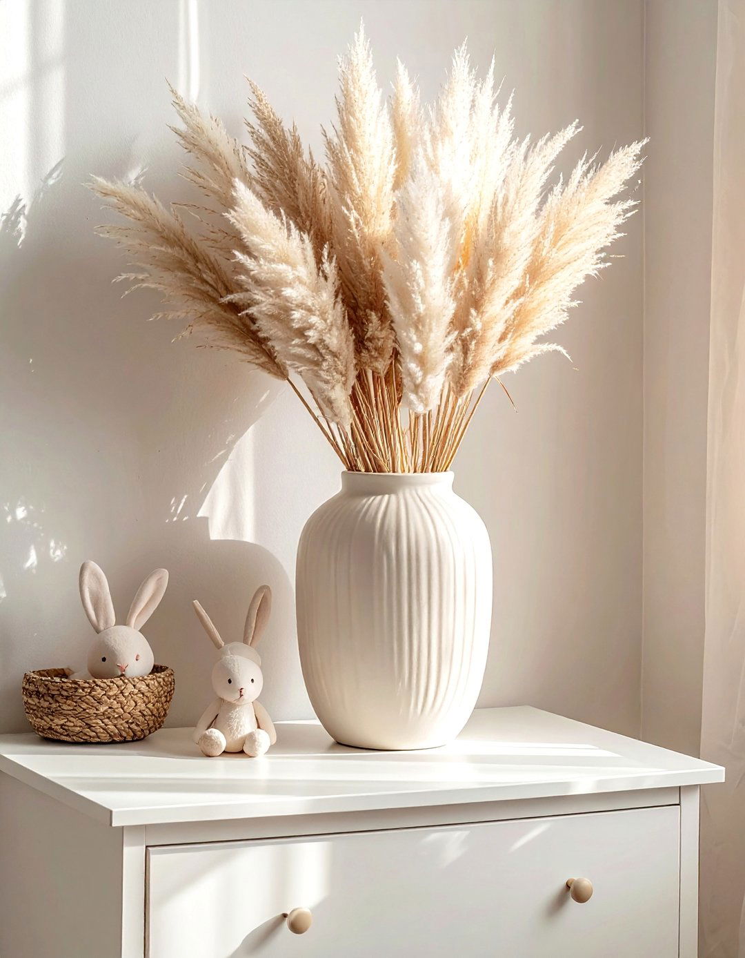 Pampas Grass and Dried Florals in a Boho Nursery - 30 Boho Nursery Ideas for a Cozy and Stylish Space