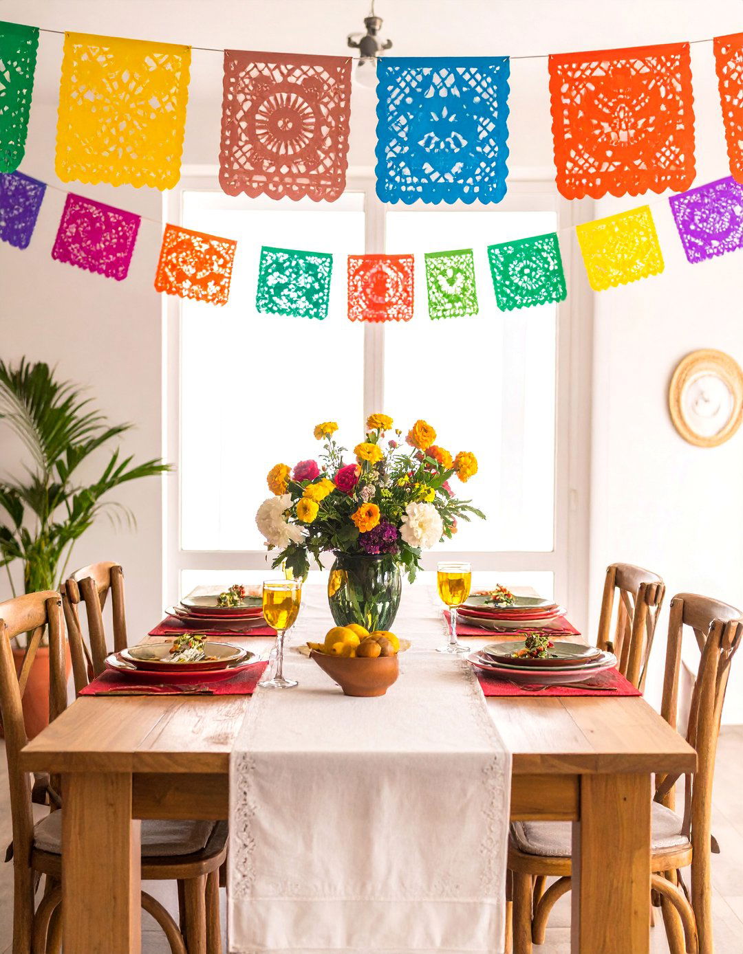 Papel Picado Banners for Festive Ambiance - 20 Mexican Table Decor Ideas for Vibrant Settings