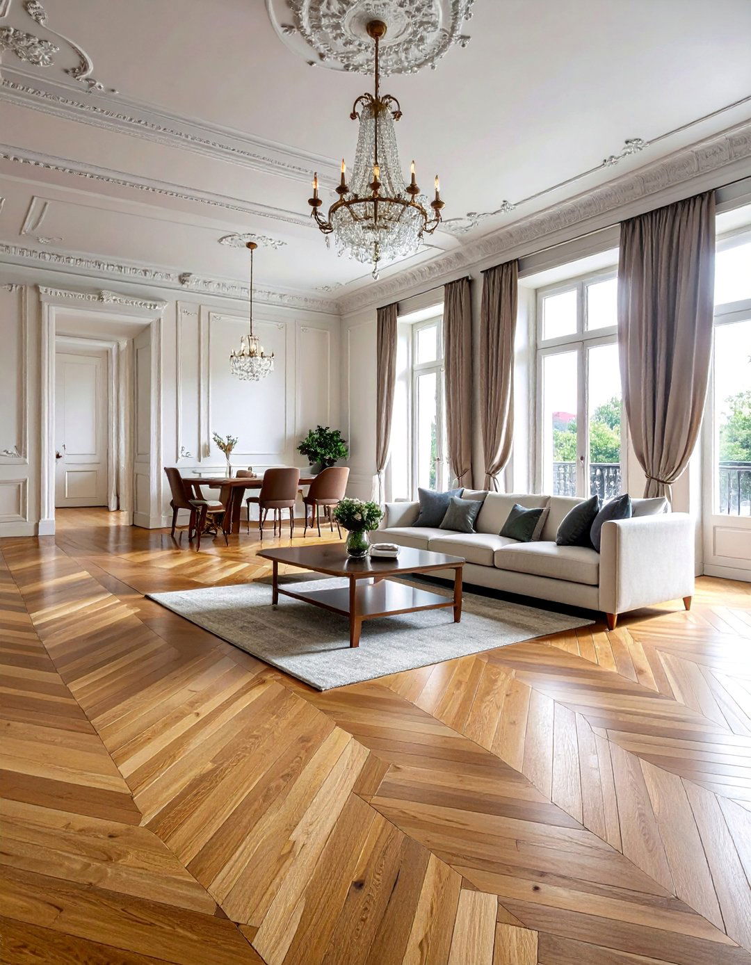 Parquet de Versailles Flooring - 40 French Country Living Room Ideas for a Cozy Space
