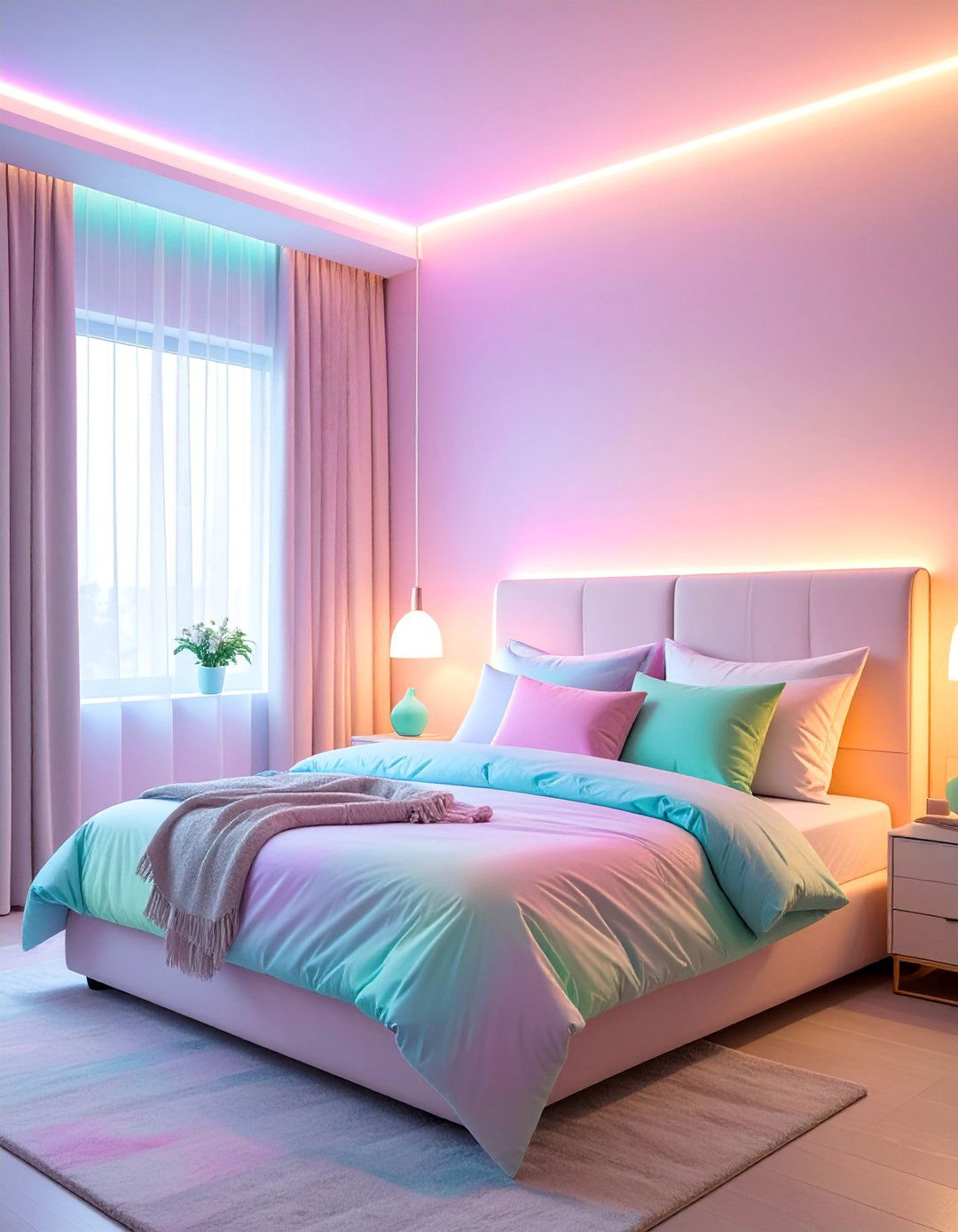Pastel Bedding Paradise - 20 Vaporwave Room Ideas for a Retro-Futuristic Vibe