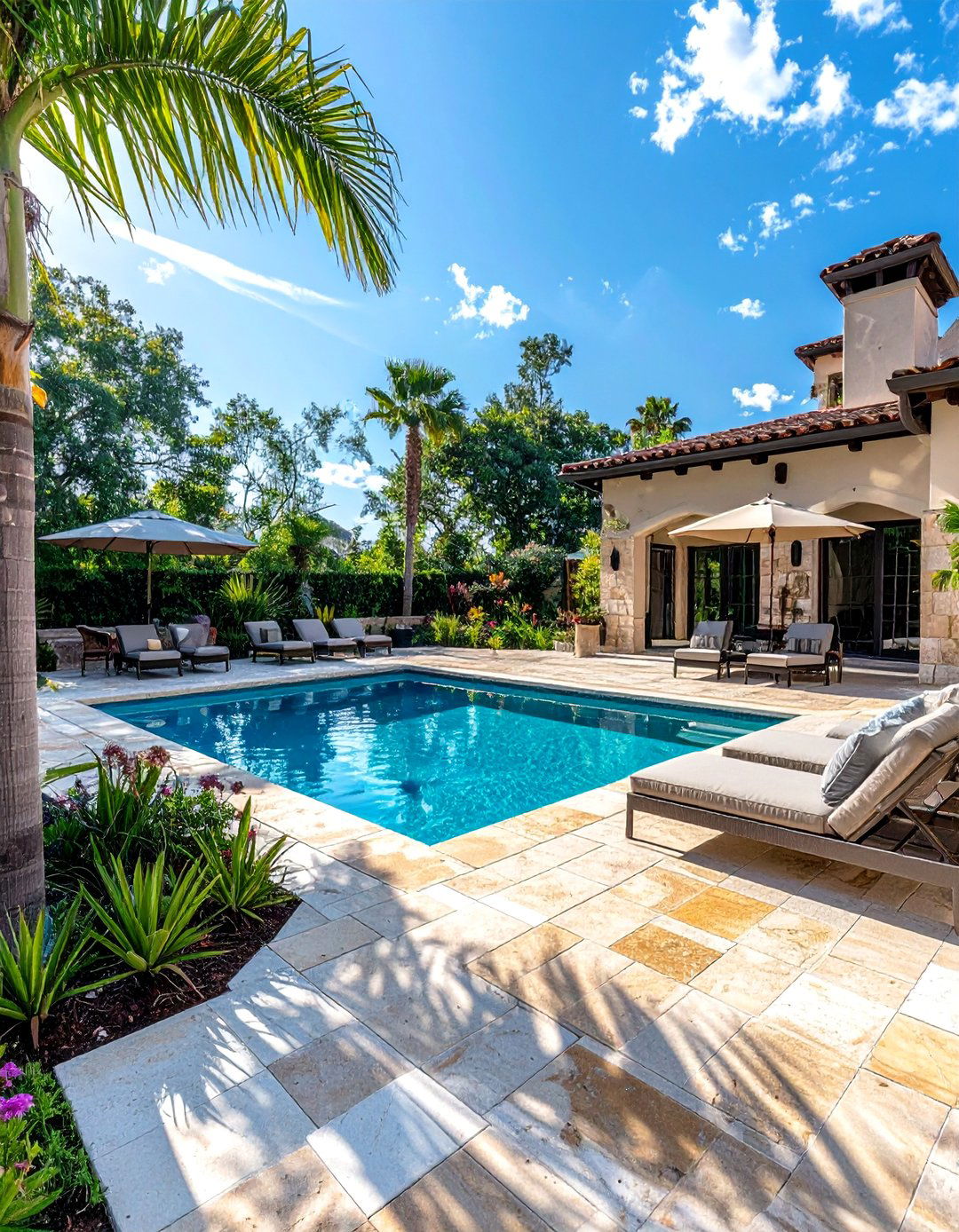 Paver Patio Around a Swimming Pool - 40 Beautiful Paver Patio Ideas for Outdoor Living