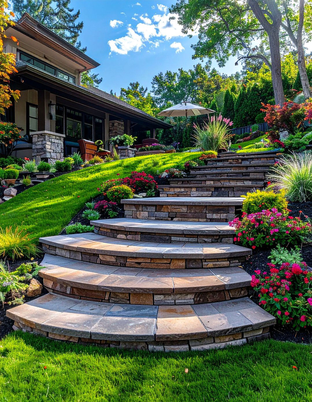 Paver Patio Steps for Sloped Yards - 40 Beautiful Paver Patio Ideas for Outdoor Living