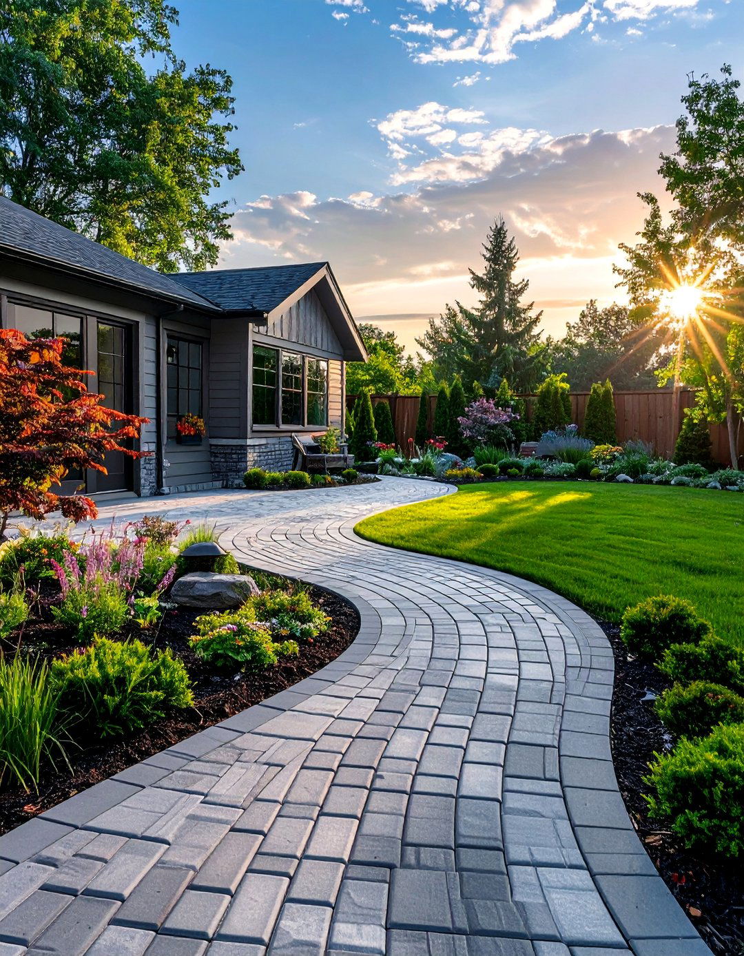 Paver Patio Walkway Combination - 40 Beautiful Paver Patio Ideas for Outdoor Living