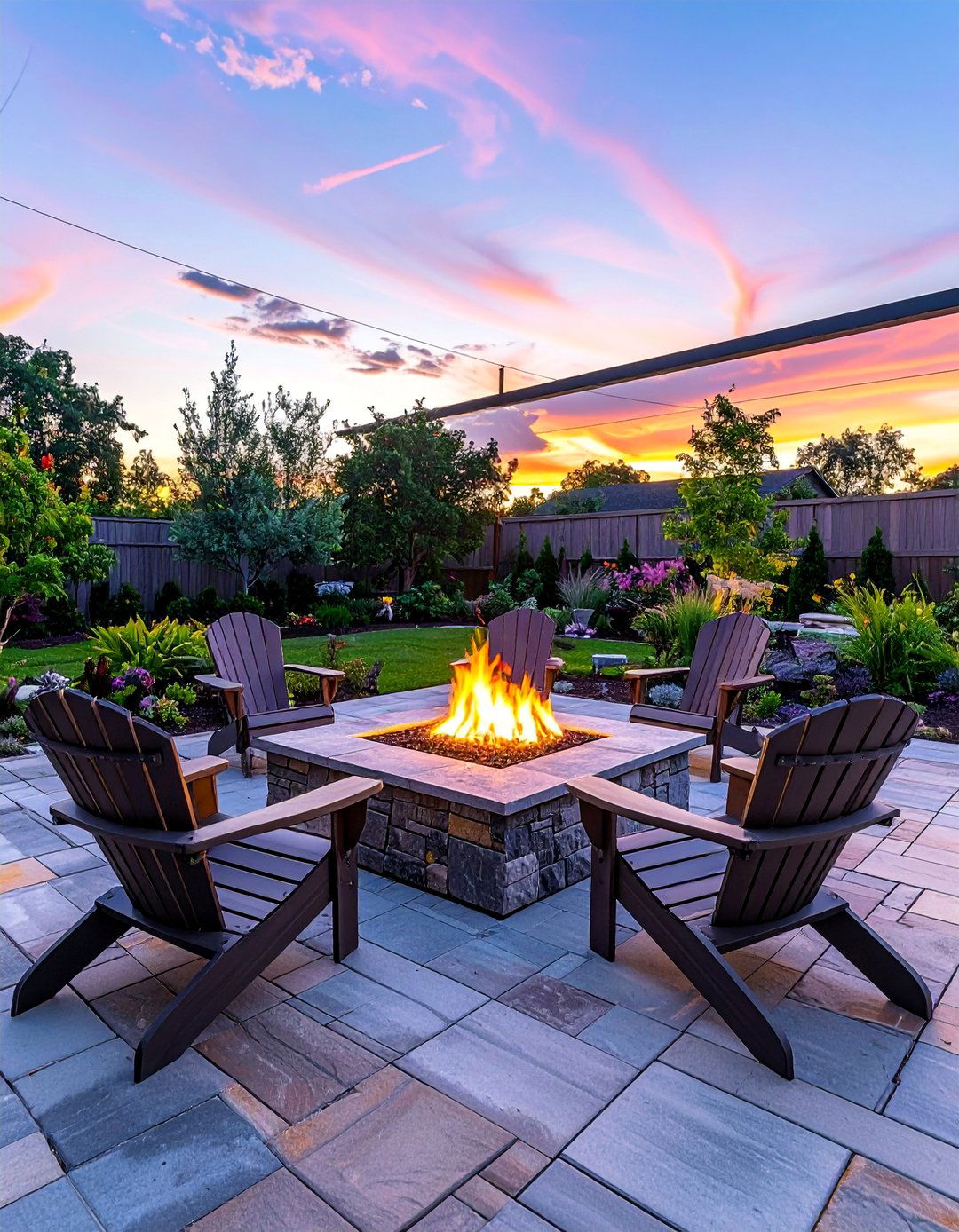 Paver Patio with a Built in Fire Pit