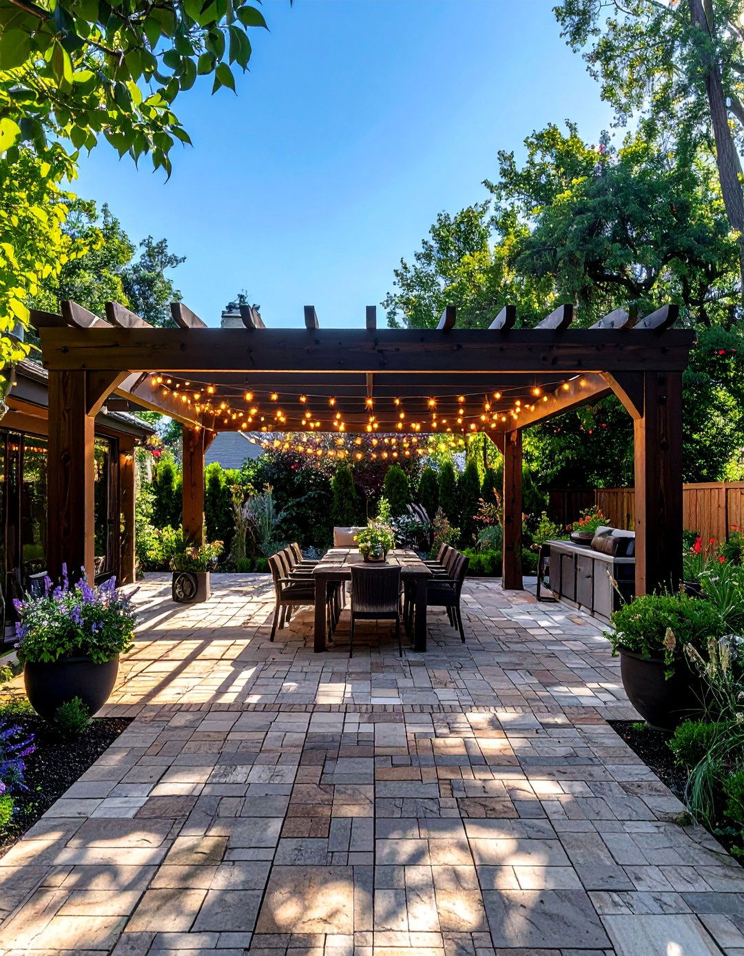 Paver Patio with a Pergola - 40 Beautiful Paver Patio Ideas for Outdoor Living