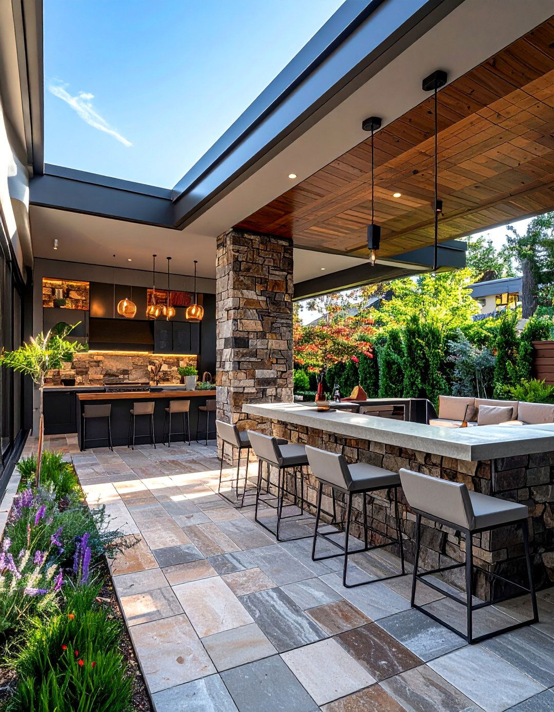 Paver Patio with an Outdoor Bar Area - 40 Beautiful Paver Patio Ideas for Outdoor Living