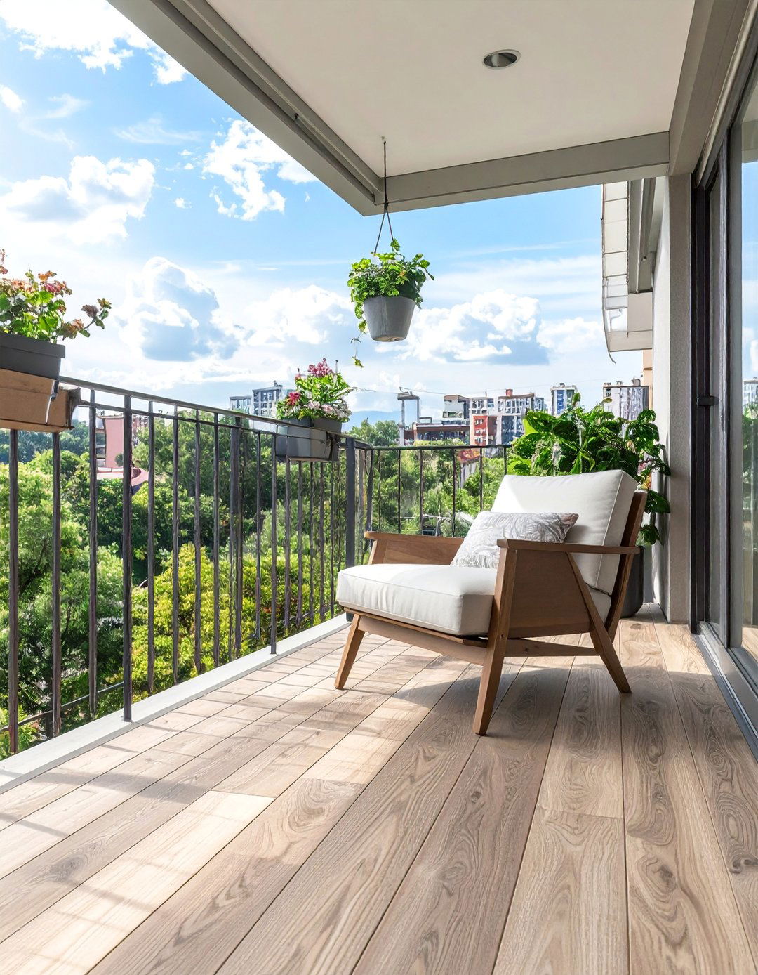 Peel and Stick Vinyl Planks on a Balcony - 25 Balcony Flooring Ideas to Enhance Your Outdoor Space