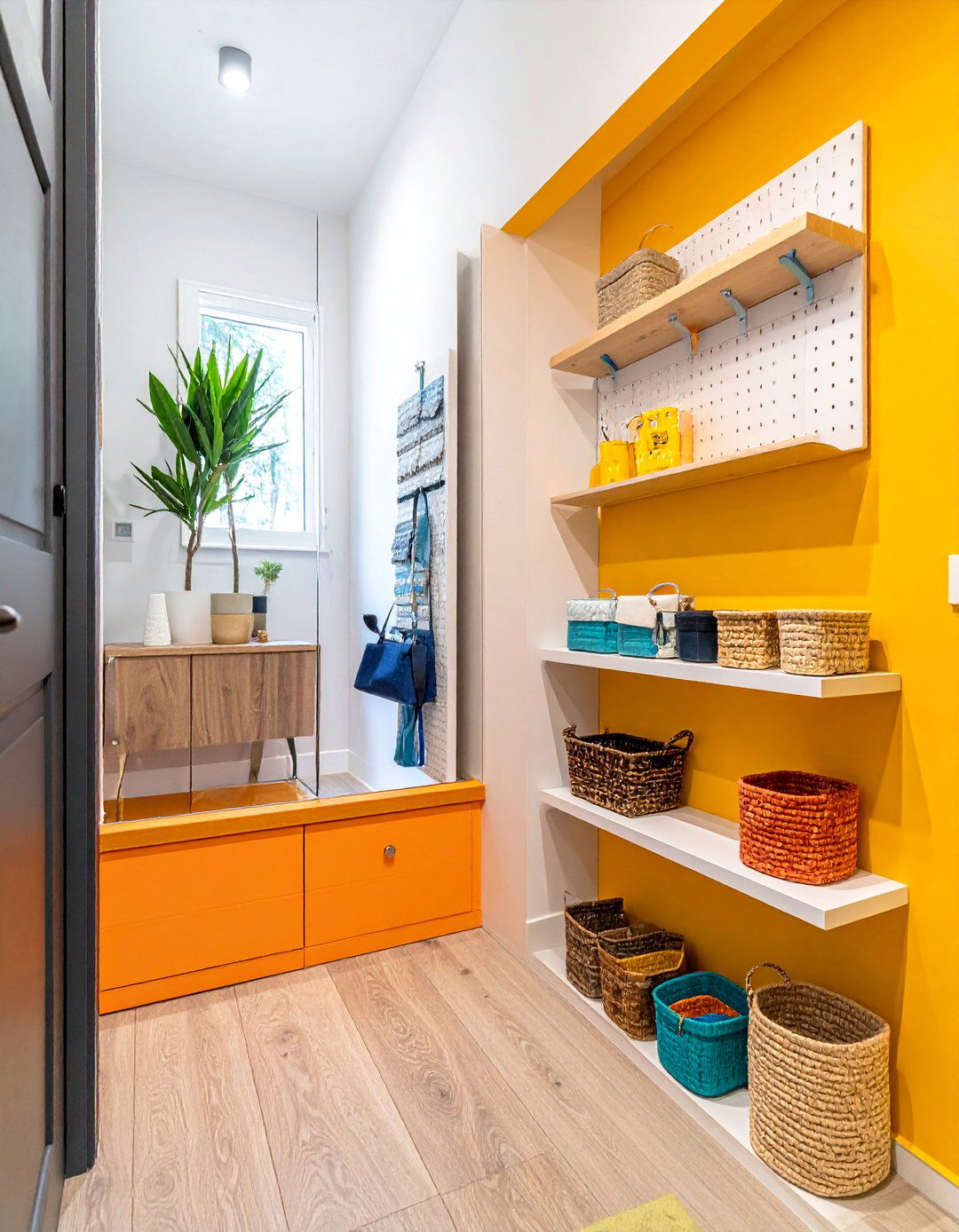 Pegboard Organization Wall - 40 Small Entryway Ideas for Stylish First Impressions