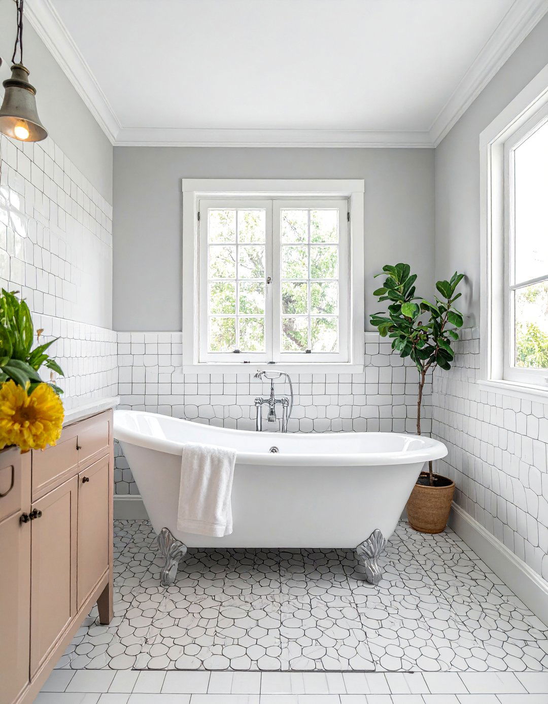Penny Round Mosaic Bathtub Tiles - 40 Bathtub Tile Ideas for a Stunning Bathroom