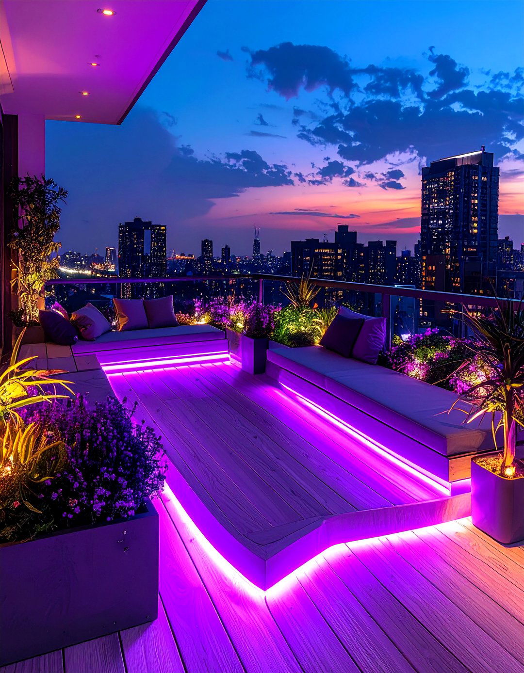 Penthouse Balcony Featuring Smart Lighting - 20 Penthouse Balcony Ideas for Urban Outdoor Living