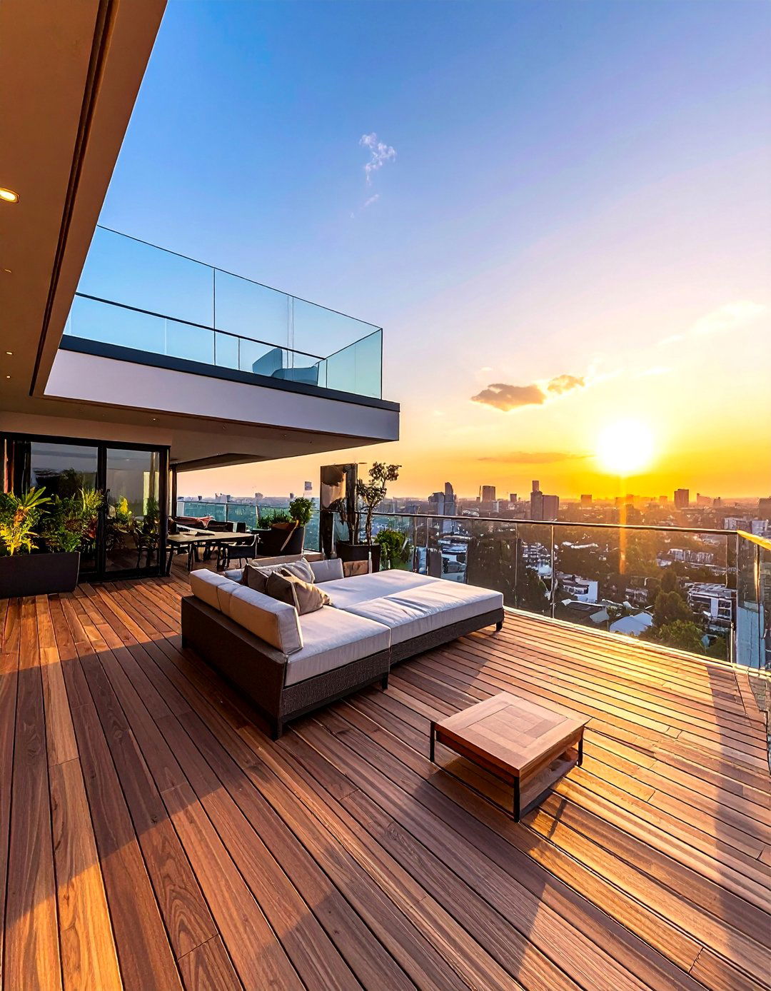 Penthouse Balcony with Multi Level Decking - 20 Penthouse Balcony Ideas for Urban Outdoor Living