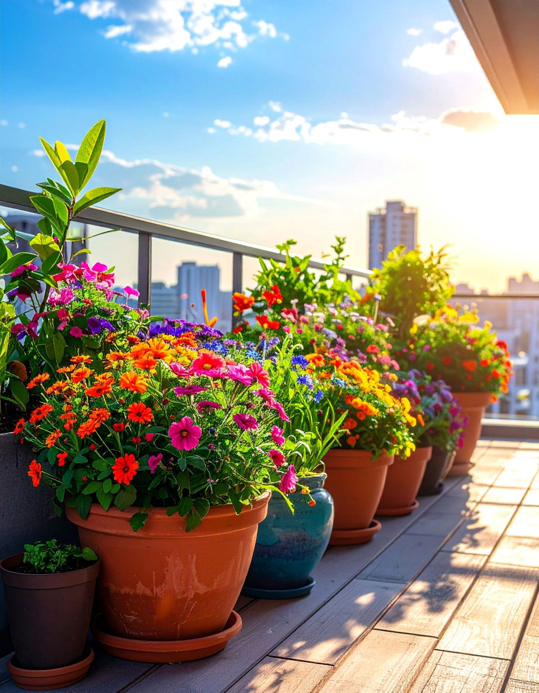 Penthouse Balcony with a Container Garden - 20 Penthouse Balcony Ideas for Urban Outdoor Living