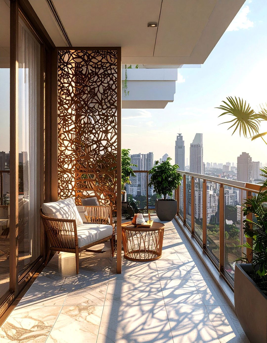 Penthouse Balcony with a Privacy Screen - 20 Penthouse Balcony Ideas for Urban Outdoor Living