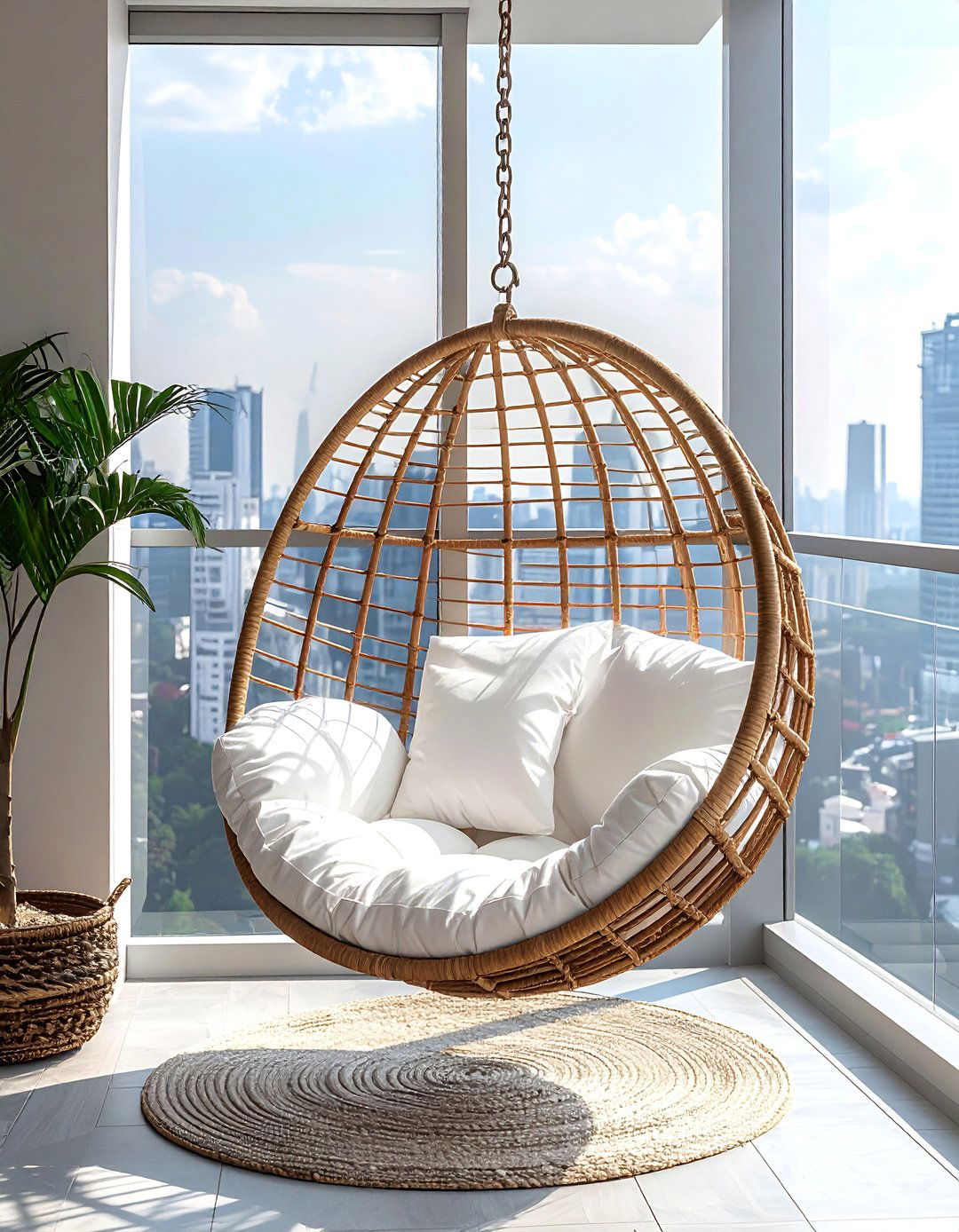 Penthouse Balcony with a Suspended Swing Chair - 20 Penthouse Balcony Ideas for Urban Outdoor Living