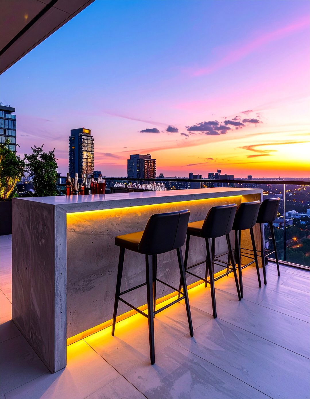 Penthouse Balcony with an Integrated Bar - 20 Penthouse Balcony Ideas for Urban Outdoor Living